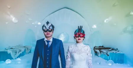 Wedding couple in disguise